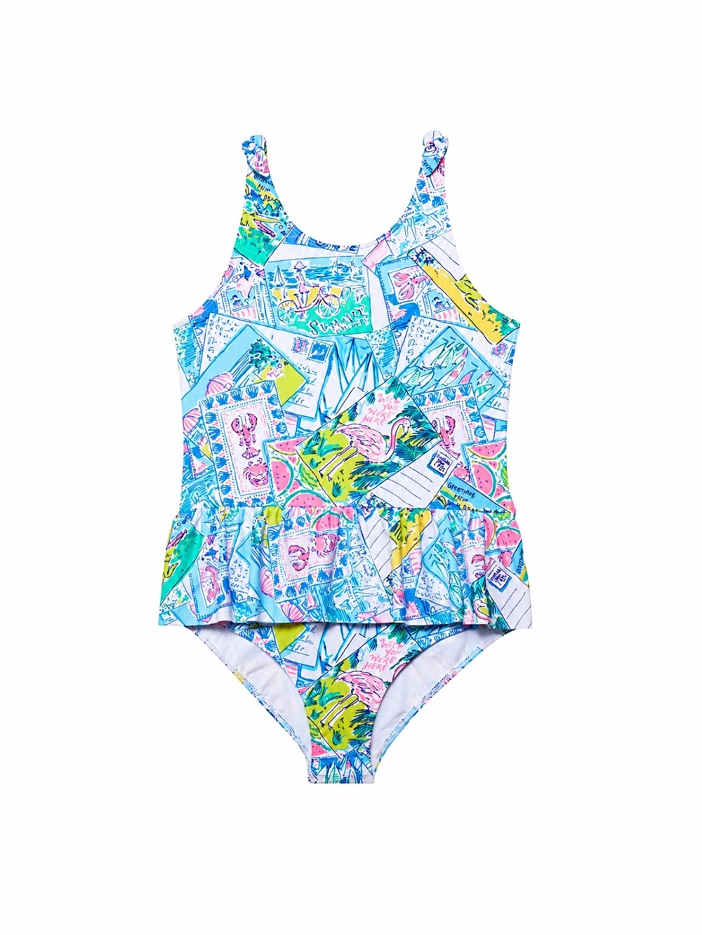 Lilly Pulitzer girls vossie one piece swimsuit 10 wish you were here